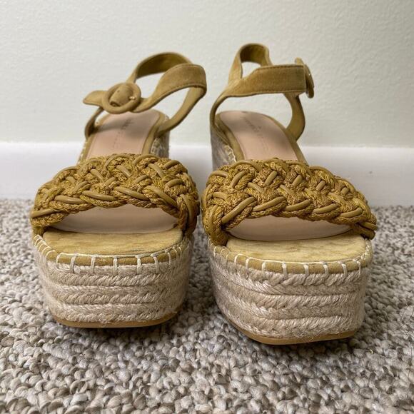 Veronica Beard Reema Wedges Size 10 Desert Yellow Espadrilles Sandals Leather - Picture 10 of 16